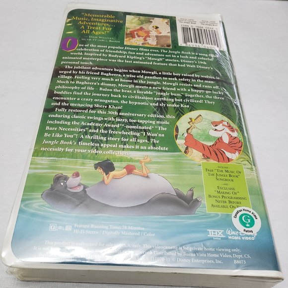 Disney's Masterpiece The Jungle Book 30th Anniversary VHS 1997 New Sealed - Picture 2 of 4